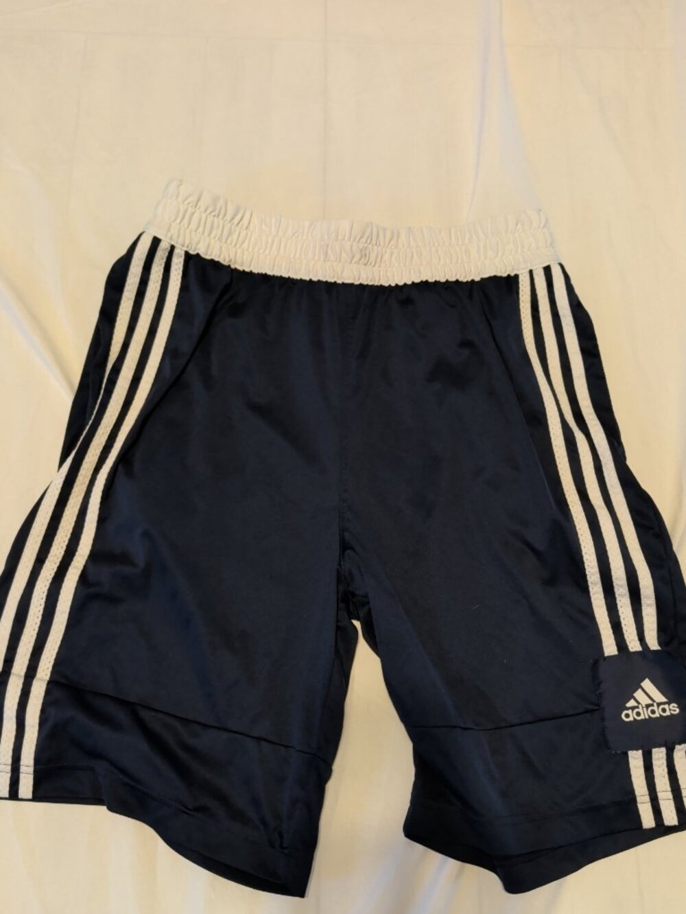 Adidas Basketball Shorts Navy White 3 Stripe Mens L Gym Training
